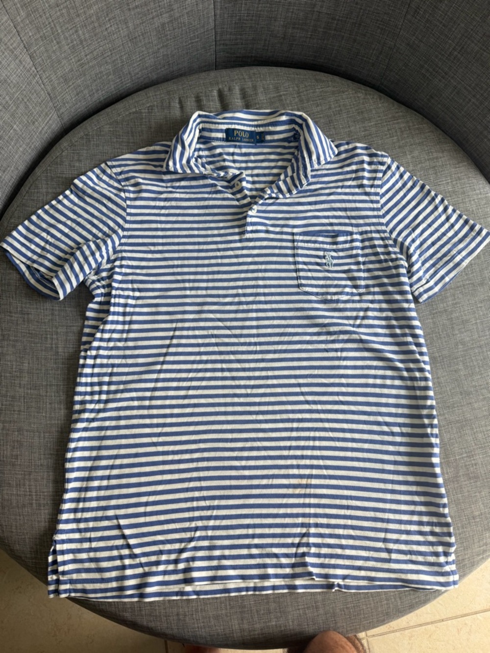 Polo by Ralph Lauren Blue & White Striped Short-Sleeve Polo